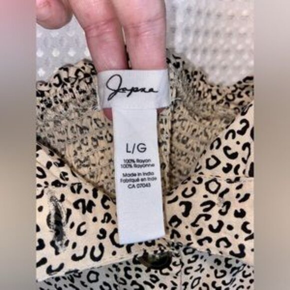 Woman Japna maxi Cheetah print tan and black buttoned up summer dress size large - Picture 3 of 4